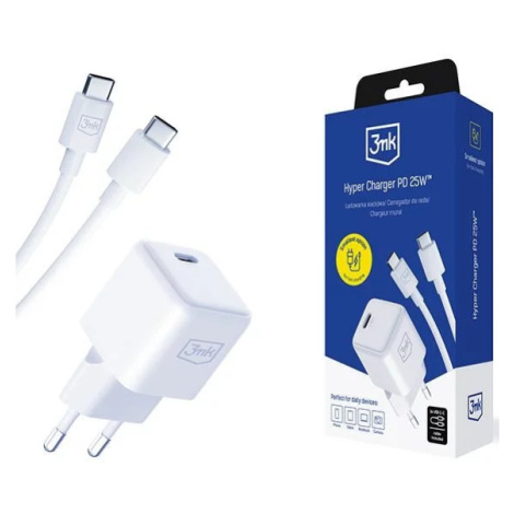 Nabíječka 3MK Hyper Charger PD 25W charge. network. white + 1x USB-C Cable