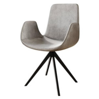 DELIFE Otočná židle Ilia-Flex s područkou křížová podnož zaoblená otočná samet šedá 180°