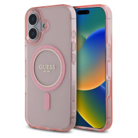 Guess IML Glitter Ring MagSafe kryt pro iPhone 16 růžový