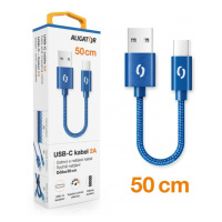 Datový kabel ALIGATOR PREMIUM 2A, USB-C 50cm, modrá