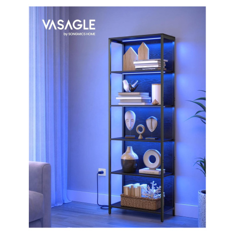 Regál s LED osvětlením polic 60 x 179 x 30 cm černý VASAGLE