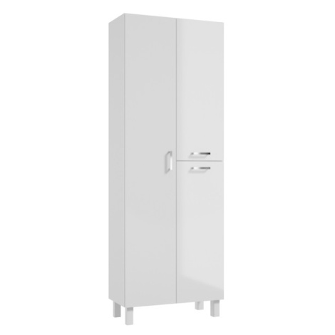Vysoká koupelnová skříňka SATURNIN C60 bílá/bílá vysoký lesk