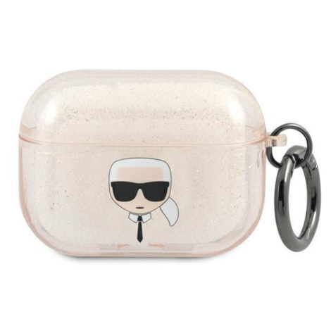 Karl Lagerfeld KLAPUKHGD pouzdro na AirPods PRO Gold glitter Karl`s head