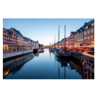 Fotografie Colorful houses along the canal at, Malorny, 40 × 26.7 cm