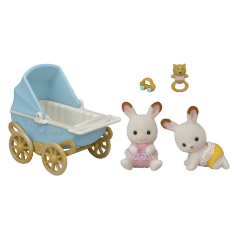 SYLVANIAN FAMILY - Dvojčata Chocolate králíků s kočárkem