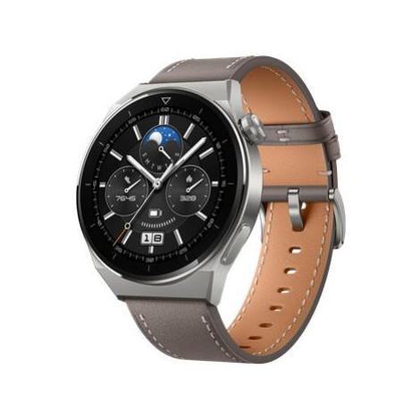 Huawei Watch GT3 Pro 46 mm, Light Titanium Case + Gray Leather Strap