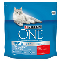 PURINA ONE Sterilované hovězí maso pro kočky, pšenice - 2 x 1,5 kg