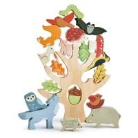 Dřevěný strom s rovnováhou Stacking Forest Tender Leaf Toys s 19 zvířátky a lesními plody od 18 