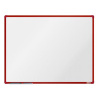 boardOK Bílá magnetická tabule s emailovým povrchem 120 × 90 cm, červený rám