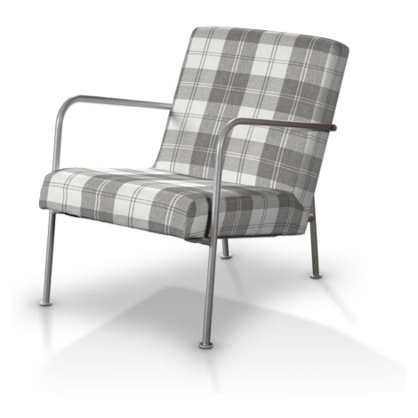 Dekoria Potah na křeslo Ikea PS, šedo - bílá kostka , fotel Ikea PS, Edinburgh, 115-79