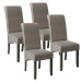 tectake 403494 4 jídelní židle ergonomické, masivní dřevo - mramorová šedá - mramorová šedá