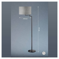 FISCHER & HONSEL Stojací lampa Rota se šedým plátěným stínidlem