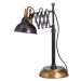 Estila Industriální černá kovová pracovní lampa Estrada s mosaznými prvky 49cm