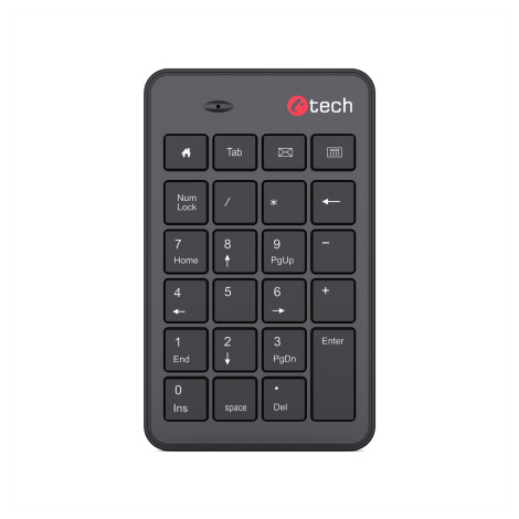 Klávesnice C-TECH KBN-02W, bezdrátová, numerická,  23 kláves, USB slim black