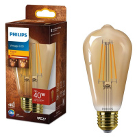 Philips Vintage LED filament žárovka E27 ST64 7W 40W 470lm 1800K nestmívatelná, zlatá