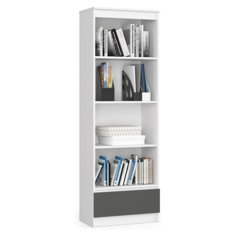 Regál R60 1SZ 4P - bílá/grafit Akord