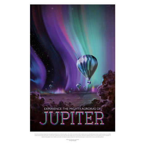 Ilustrace Jupiter (Retro Planet & Moon Poster) - Space Series (NASA), (26.7 x 40 cm)