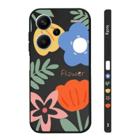 TopQ Kryt Design Xiaomi Redmi Note 13 Pro+ 5G Malované květy černý 123156