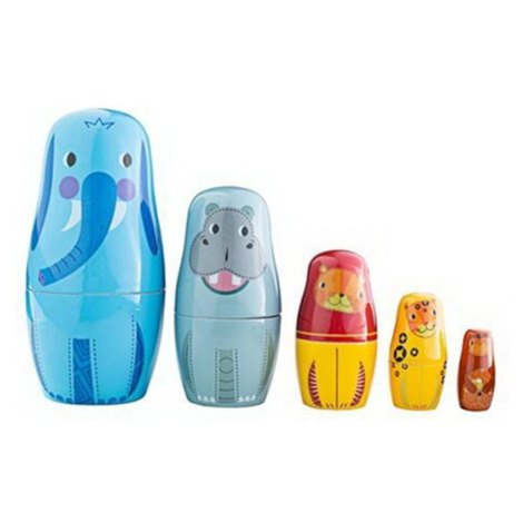 Dřevěná hračka - Matrjoška, Zvířátka v džungli (Tidlo)