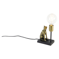 Vintage stolní lampa mosaz - Leopard