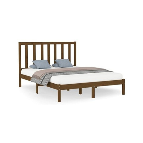 Rám postele medově hnědý masivní dřevo 140 × 200 cm, 3106771 SHUMEE