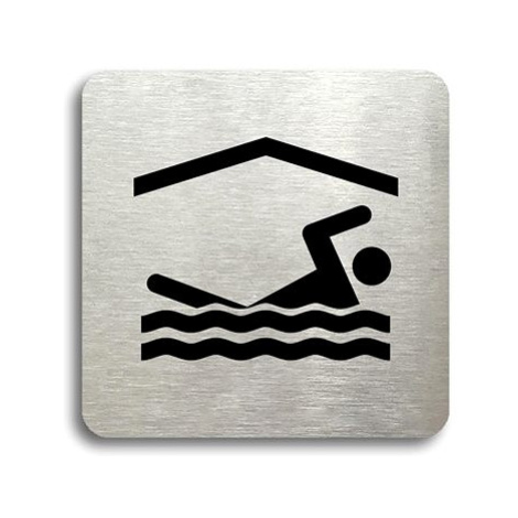 Accept Piktogram "bazén krytý" (80 × 80 mm) (stříbrná tabulka - černý tisk bez rámečku)