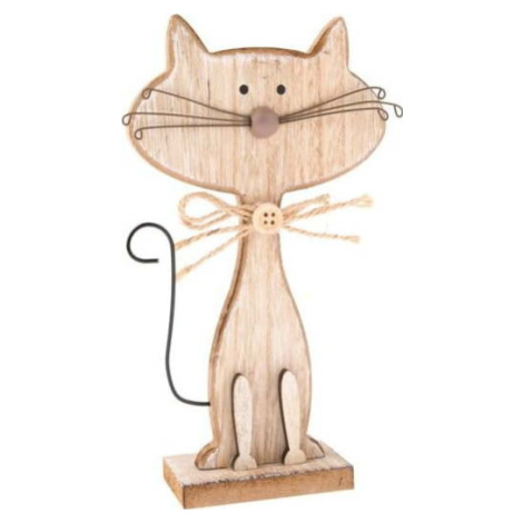 Dřevěná dekorace ve tvaru kočky Dakls Cats, výška 18 cm