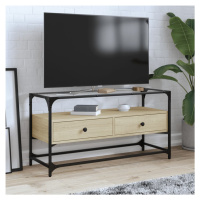 vidaXL TV skříňka se skleněnou deskou dub sonoma 98x35x51 cm kompozit