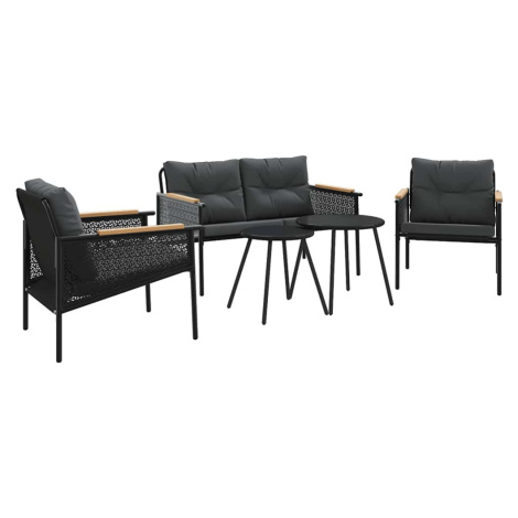 vidaXL 5dílná sada balkonového nábytku s poduškami černá ocel