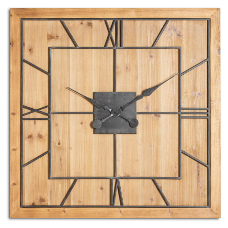 Estila Industriální jedinečné velké čtvercové nástěnné hodiny Faarzal s římskými číslicemi 90cm