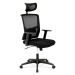 Kancelářská židle s podhlavníkem MANOLITO, látka mesh černá, houpací mechanismus