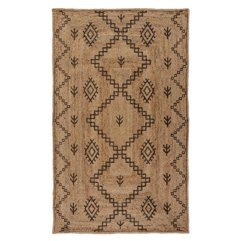 Flair Rugs koberce Kusový koberec Printed Jute Rowen Natural/Black - 80x150 cm