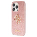 Zadní kryt Guess PU Fixed Glitter 4G Metal Logo pro Apple iPhone 15 Pro, růžová