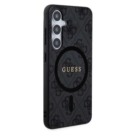 Zadní kryt Guess PU Leather 4G Colored Ring MagSafe pro Samsung Galaxy S24, černá