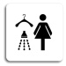 Accept Piktogram "šatna se sprchou ženy" (80 × 80 mm) (bílá tabulka - černý tisk bez rámečku)