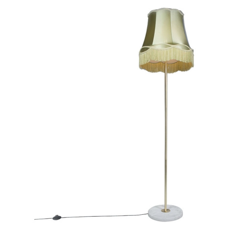 Retro stojací lampa mosaz s odstínem Granny zelená 45 cm - Kaso QAZQA