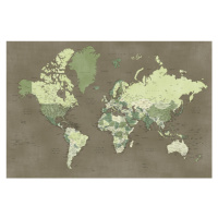 Mapa Army green detailed world map, Camo, Blursbyai, 40 × 26.7 cm