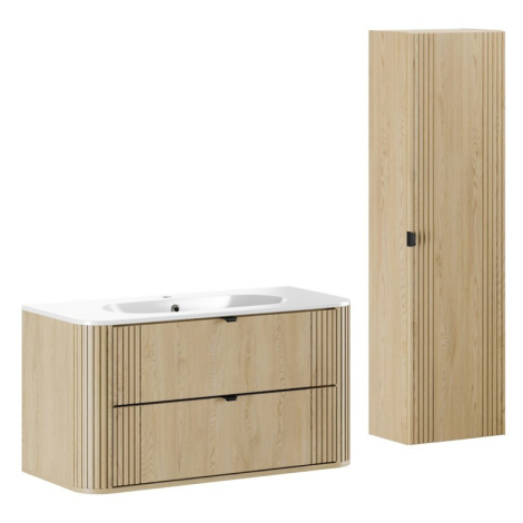 Comad Koupelnová sestava Ovalia se skříňkami a zápustným umyvadlem 100 cm dub Cremona