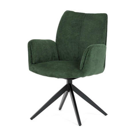 Židle jídelní, zelená látka, otočný mechanismus 180°, černý kov Autronic