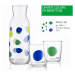 Set karafy a 2 sklenic United Colors of Benetton / 108 cl / 2x 35 cl / sklo s barevnými puntíky 