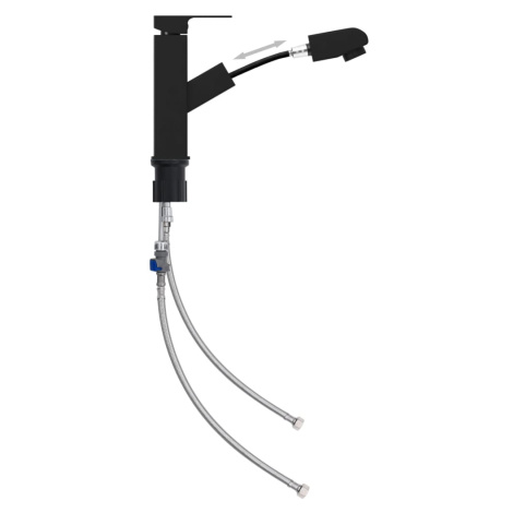 vidaXL Umyvadlová baterie s vytahovací sprškou černá 157 x 172 mm