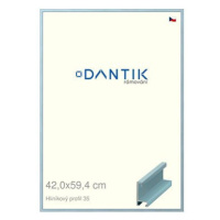 DANTIK rámeček 42 × 59,4, ALU profil 6035 Dýha barevný modrý pastel plexi čiré