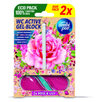 Ambipur WC Active gel-blok růže & lilie 2x 45 g