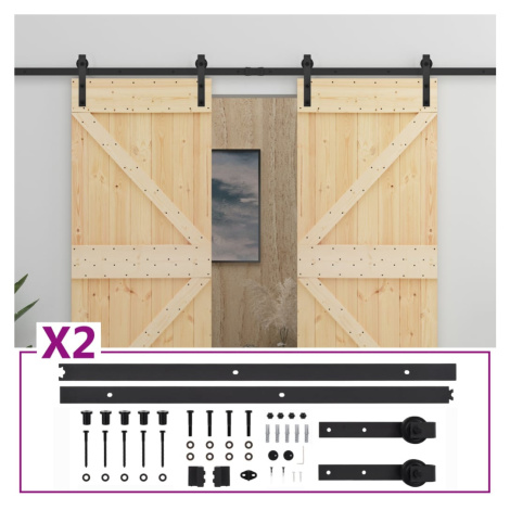 vidaXL Posuvné dveře se setem kování 90 x 210 cm masivní borové dřevo
