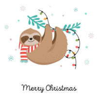 Ilustrace Cute sloth, funny Christmas illustrations with, ma_rish, (30 x 40 cm)