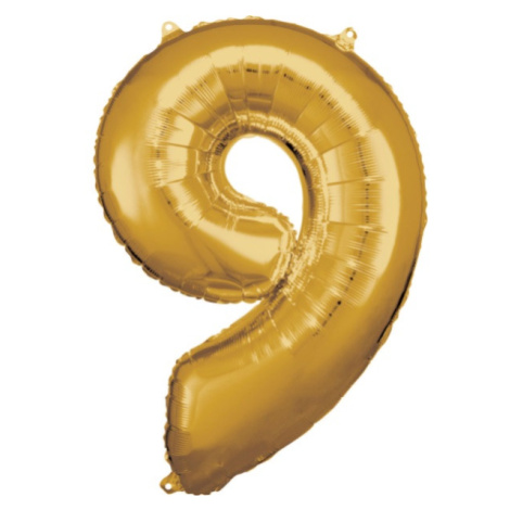 Balónek fóliový číslice 9 zlatá 63 x 86 cm Amscan