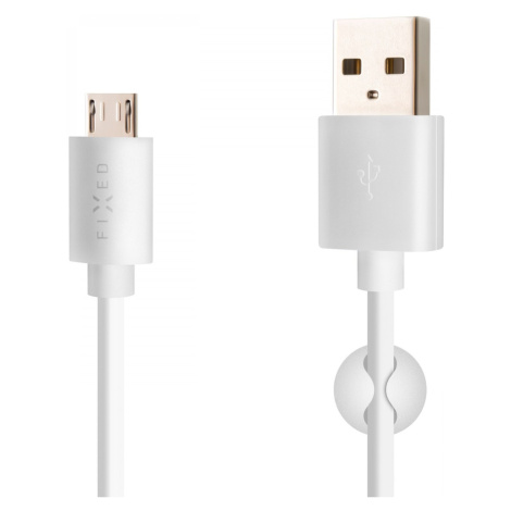 Dlouhý datový a nabíjecí kabel FIXED s konektorem micro USB, 2 metry, 2,4A, White