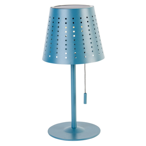 Venkovní stolní lampa modrá včetně LED 3-stupňové stmívatelné dobíjecí a solární - Ferre QAZQA