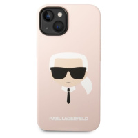 Karl Lagerfeld MagSafe kryt Liquid Silicone Karl Head iPhone 14 Plus růžový