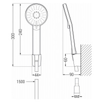 MEXEN/S Axel R40 vanová baterie s příšlušenstvím, chrom 7383R40-00